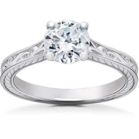 G/VS 1 1/4Ct Round Cut Solitaire Lab Grown Diamond Engagement Ring 14k Gold