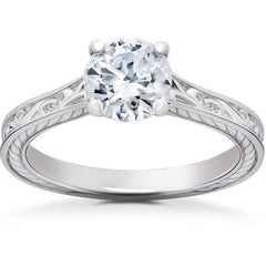 G/VS 1 1/4Ct Round Cut Solitaire Lab Grown Diamond Engagement Ring 14k Gold