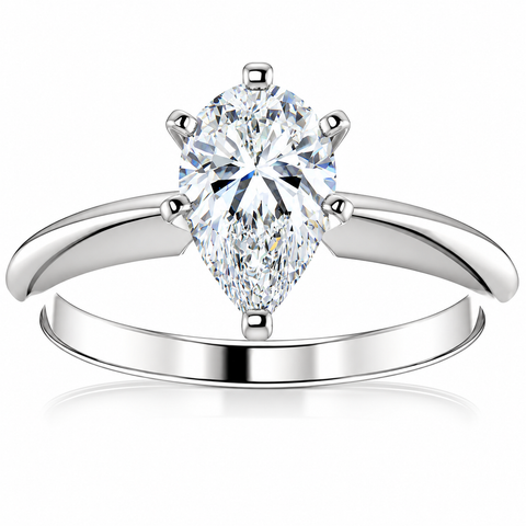 SI1/E 1 Ct Pear Shape Diamond Engagement Ring Lab Grown 14k Gold