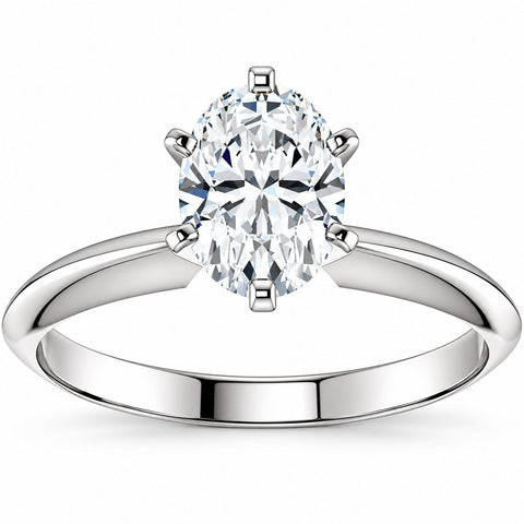 VS 1 Ct Oval Solitaire Diamond Engagement Ring Lab Grown White or Yellow Gold