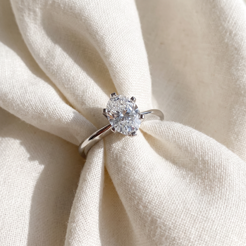 VVS 1 Ct Oval Moissanite Solitaire Engagement Ring 14k White Gold