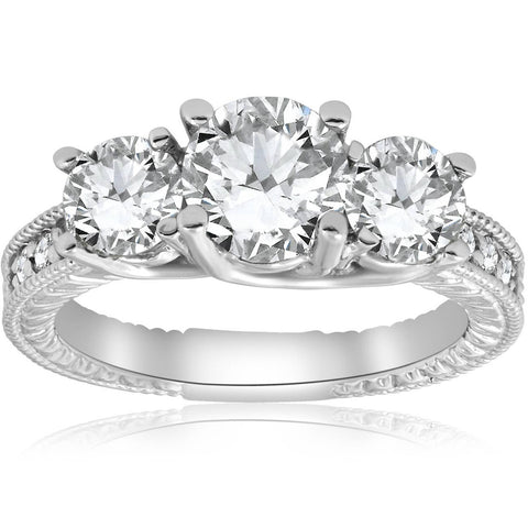 G/SI1 2 1/2ct   3-Stone Lab Grown Diamond Engagement Ring 14K White Gold