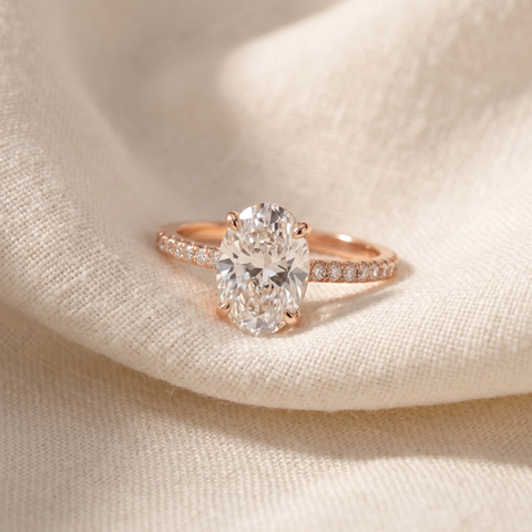VS 2 1/2Ct Oval Diamond Engagement Ring 14k Rose Gold Lab Grown