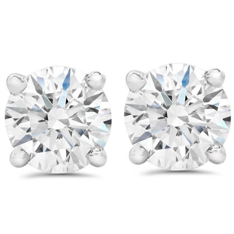 3 Cttw Diamond Studs With Screw Backs 14k White Gold Lab Grown