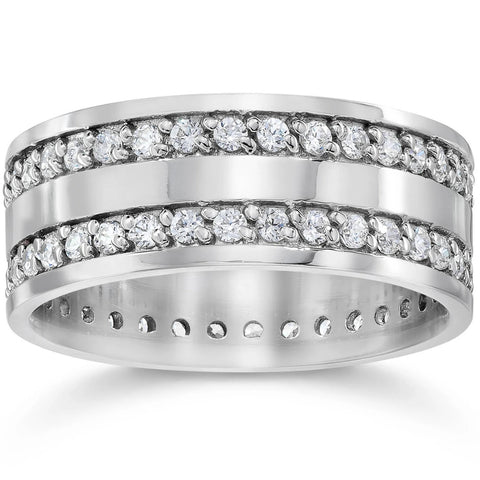 10K White Gold 1 1/2 ct Diamond Eternity Ring Band New