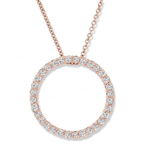 1/2ct Circle Natural Diamond Pendant 14K Rose Gold