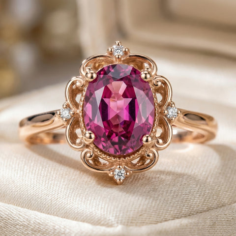 GIA Certified Ruby & Diamond 2.05Ct VS   Engagement Ring in 14k Rose Gold