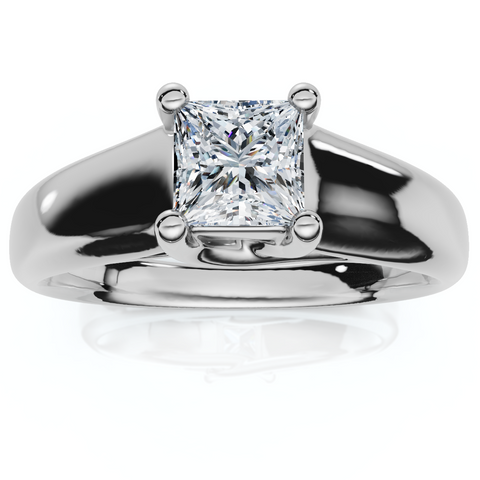 F/VS 1ct Princess Cut Lab Grown Diamond Solitaire Engagement Ring 14k White Gold