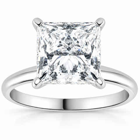 G/VS1 Princess Cut 2 1/2Ct Diamond Engagement Ring 14k White Gold Lab Grown