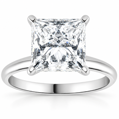 G/VS1 Princess Cut 2 1/2Ct Diamond Engagement Ring 14k White Gold Lab Grown