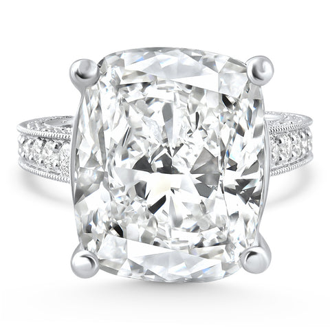 Certified 15Ct Cushion Diamond Engagement Ring 14k White Gold Lab Grown Size 6