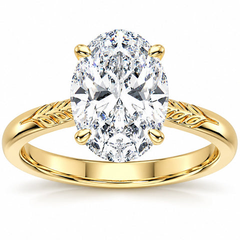 Certified VS 2.50Ct Oval Solitaire Diamond Engagement Ring 14k Gold Lab Grown