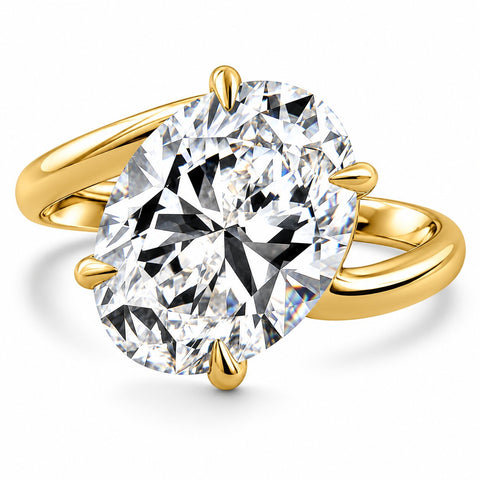Certified 7Ct G/VS2 Oval Diamond Engagement Ring 14k Yellow Gold Lab Grown