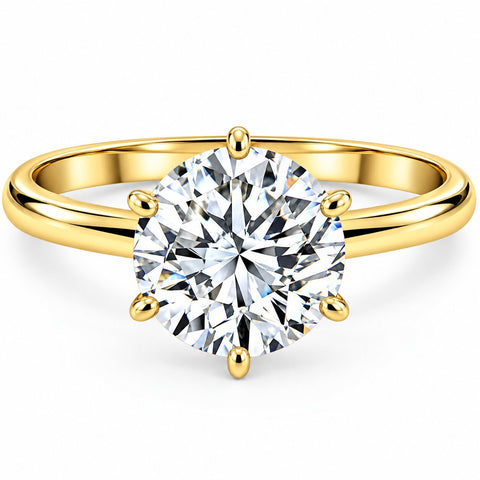 Certified 2CT Lab Grown Diamond Solitaire Engagement Ring 14k Yellow Gold E/VVS2
