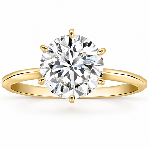 Certified 2 1/2CT Lab Grown Diamond Solitaire Thin Engagement Ring Yellow Gold