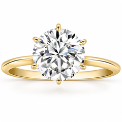 Certified 2 1/2CT Lab Grown Diamond Solitaire Thin Engagement Ring Yellow Gold