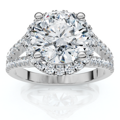 Certified 2 1/2Ct Halo Split Shank Diamond Engagement Ring 14k Gold Lab Grown