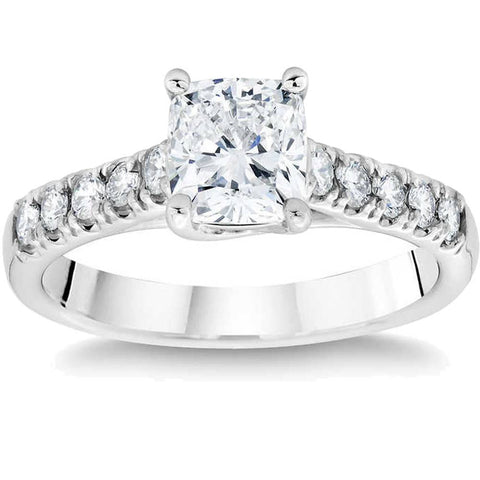 VS2 1 1/2 Ct Cushion Diamond Engagement Ring 14k White Gold Lab Grown