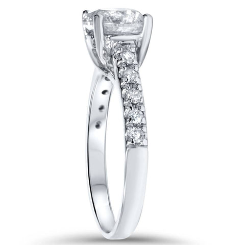 Certified 2 1/2Ct Diamond Cathedral Engagement Ring 14k White Gold (GH/VS2-SI1)