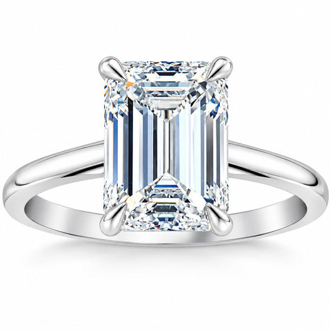 2Ct 14k White Gold Emerald Cut Solitaire Lab Grown Diamond Engagement Ring GH/SI1