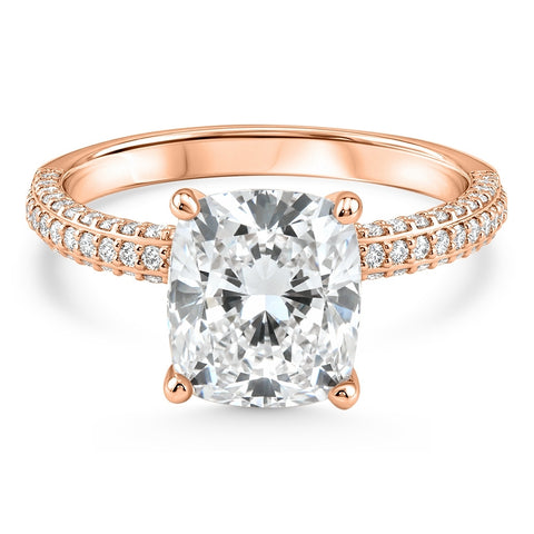 Certified 3.66Ct Chelsea Cushion Diamond Engagement Ring 14k Rose Gold