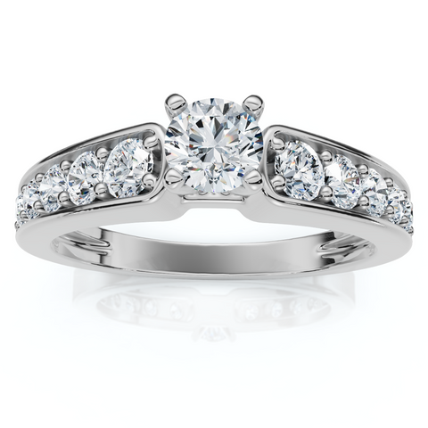 Diamond Engagement Ring 1 ct14K White Gold Solitaire Channel Set