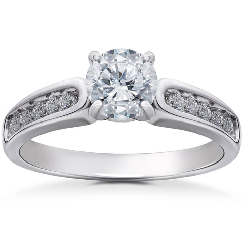 Diamond Engagement Ring 1 ct14K White Gold Solitaire Channel Set