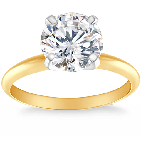 G/SI1 3 Ct Diamond Solitaire 14k Yellow Gold Round Cut Engagement Ring Lab Grown