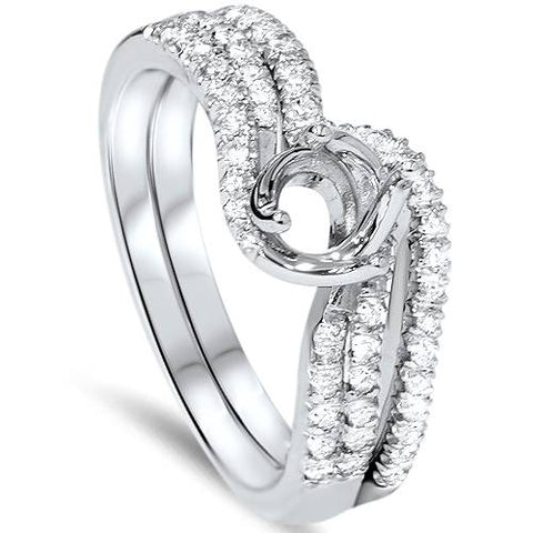 1/3ct Twist Diamond Engagement Wedding Ring Mount Set 14K White Gold