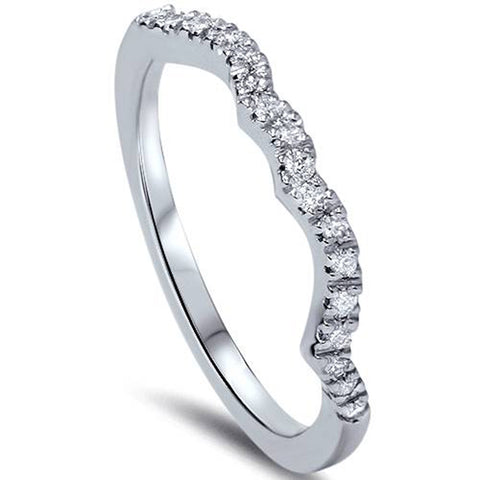 1/6ct Curved Diamond Wedding Ring 14K White Gold