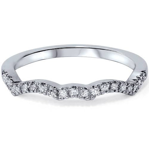 1/6ct Curved Diamond Wedding Ring 14K White Gold