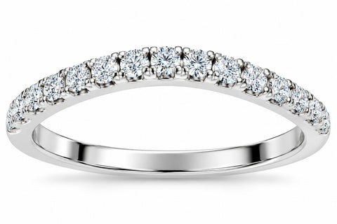 1/6ct Curved Diamond Wedding Ring 14K White Gold