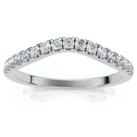 1/6ct Curved Diamond Wedding Ring 14K White Gold