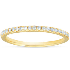 1/5Ct Lab Grown Diamond Wedding Ring Womens Stackable Band 10k Yellow Gold