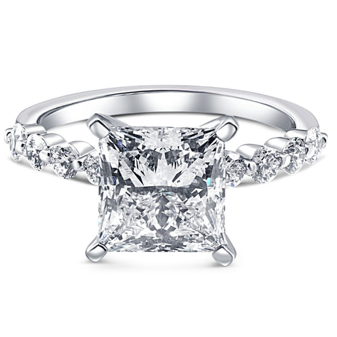 Certified H/VS1 3.44Ct Princess Diamond Engagement Ring White Gold Lab Grown