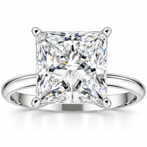 Certified 5Ct Princess Cut Diamond 14k White Gold Engagement Ring Lab Grown