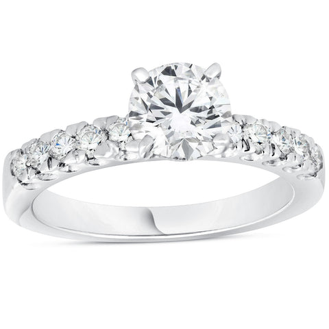 F/VS 1.90ct Pave Diamond Engagement Ring 14K White Gold Lab Grown