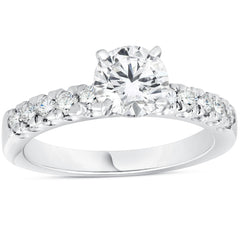 F/VS 1.90ct Pave Diamond Engagement Ring 14K White Gold Lab Grown