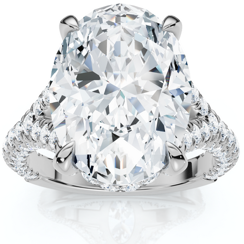 Certified 6.10Ct Oval Diamond Hidden Halo Engagement Ring White Gold Lab Grown