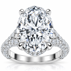 Certified 6.10Ct Oval Diamond Hidden Halo Engagement Ring White Gold Lab Grown