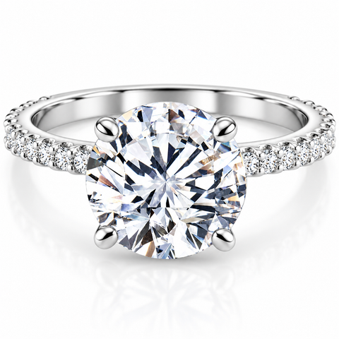 Certified 4 1/4Ct Diamond Engagement Ring 14k Gold Lab Grown With Sidestones