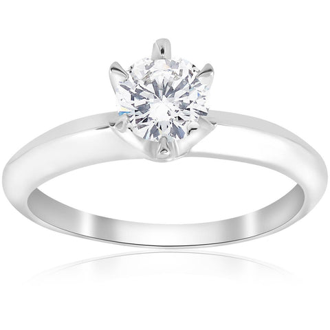 Solitaire Engagement Ring Band   Prong Set Diamond 0.55 Ct 14Kt White Gold