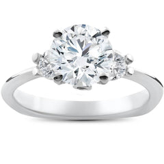 1 3/8ct 3 Stone Diamond Solitaire Engagement Ring 14K White Gold Lab Grown