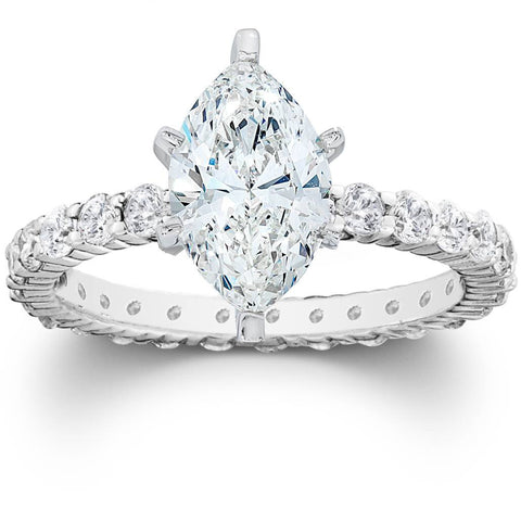 2 1/2Ct Marquise Lab Grown Diamond Engagement Eternity Ring H/VS