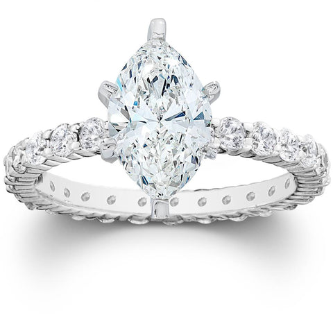 2 1/2Ct Marquise Enhanced Diamond Engagement Eternity Ring 14K White Gold
