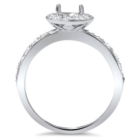 1/3ct Cushion Halo Engagement Ring Setting 14K White Gold