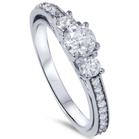 1 1/4ct 3-Stone Diamond Ring 14K White Gold