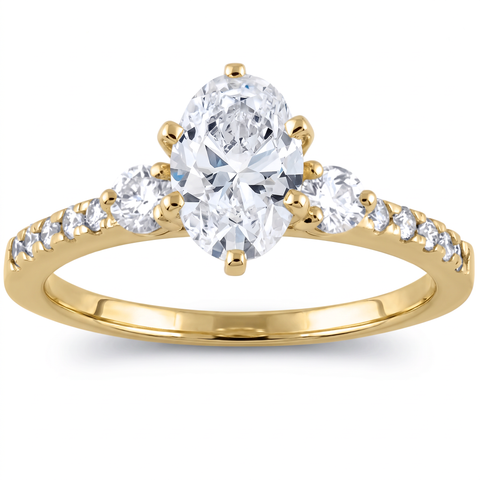 GH/SI1 1.50 Ct Oval Diamond Engagement Ring 14k Yellow Gold Lab Grown