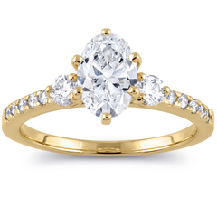 GH/SI1 1.50 Ct Oval Diamond Engagement Ring 14k Yellow Gold Lab Grown