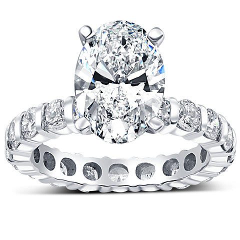 5 Ct TW Oval Shape Diamond Eternity Engagement Ring 14k White Gold Lab Grown